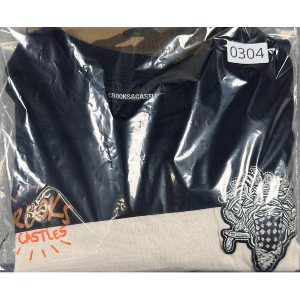 Crooks Castles Medusa Camo Colorblock T-Shirt Black Green Men Large RN143527 - Picture 7 of 7